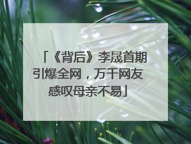 《背后》李晟首期引爆全网，万千网友感叹母亲不易