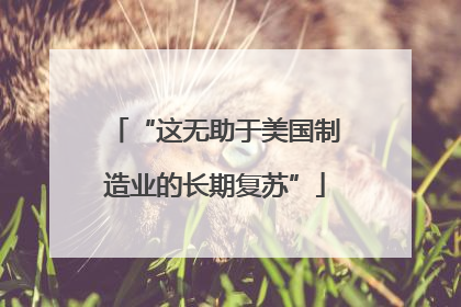 “这无助于美国制造业的长期复苏”
