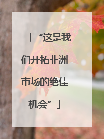 “这是我们开拓非洲市场的绝佳机会”