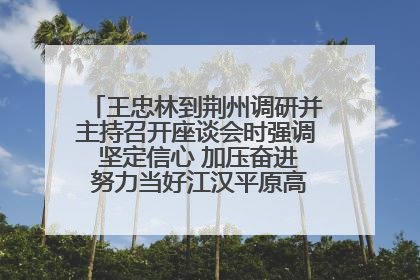 王忠林到荆州调研并主持召开座谈会时强调 坚定信心 加压奋进 努力当好江汉平原高质量发展排头兵