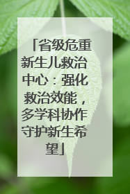 省级危重新生儿救治中心：强化救治效能，多学科协作守护新生希望