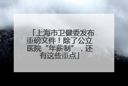 上海市卫健委发布重磅文件！除了公立医院“年薪制”，还有这些重点