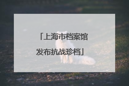 上海市档案馆发布抗战珍档