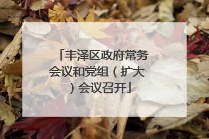 丰泽区政府常务会议和党组（扩大）会议召开