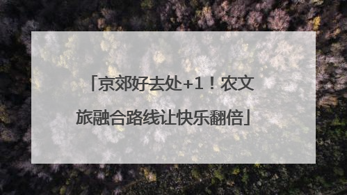 京郊好去处+1！农文旅融合路线让快乐翻倍