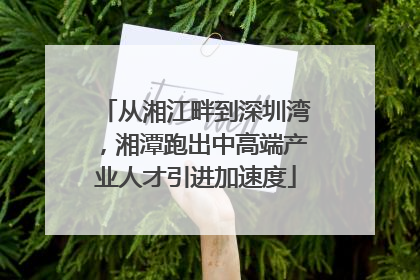 从湘江畔到深圳湾，湘潭跑出中高端产业人才引进加速度