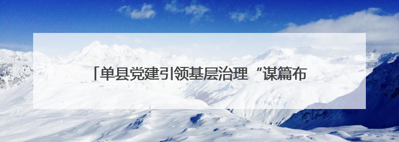 单县党建引领基层治理“谋篇布局” 绘就共建共治共享新图景