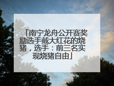 南宁龙舟公开赛奖励选手戴大红花的烧猪，选手：前三名实现烧猪自由