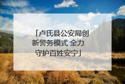 卢氏县公安局创新警务模式 全力守护百姓安宁