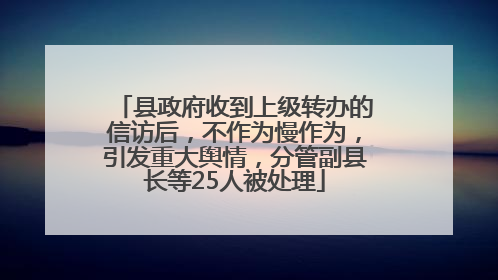 县政府收到上级转办的信访后，不作为慢作为，引发重大舆情，分管副县长等25人被处理