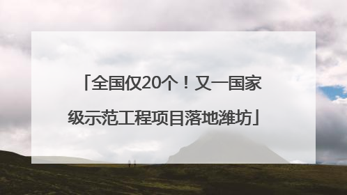 全国仅20个！又一国家级示范工程项目落地潍坊