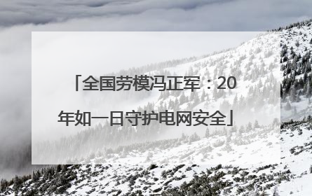 全国劳模冯正军：20年如一日守护电网安全