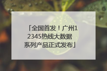 全国首发！广州12345热线大数据系列产品正式发布