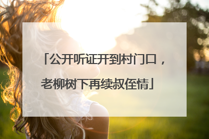 公开听证开到村门口，老柳树下再续叔侄情