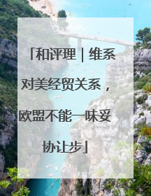 和评理｜维系对美经贸关系，欧盟不能一味妥协让步