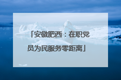 安徽肥西：在职党员为民服务零距离