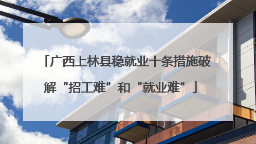 广西上林县稳就业十条措施破解“招工难”和“就业难”