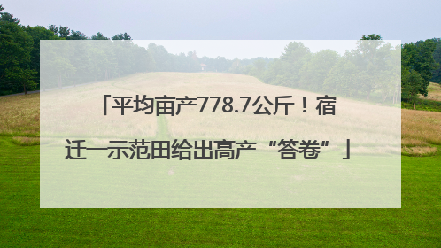 平均亩产778.7公斤！宿迁一示范田给出高产“答卷”