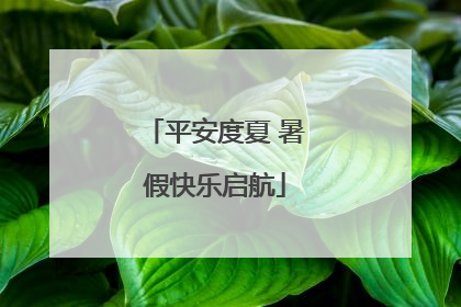 平安度夏 暑假快乐启航