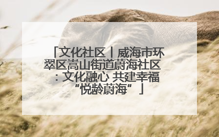 文化社区丨威海市环翠区嵩山街道蔚海社区：文化融心 共建幸福“悦龄蔚海”