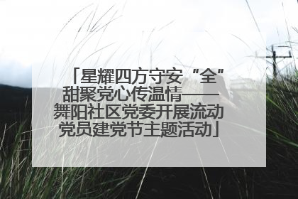 星耀四方守安“全” 甜聚党心传温情——舞阳社区党委开展流动党员建党节主题活动