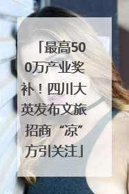 最高500万产业奖补！四川大英发布文旅招商“凉”方引关注