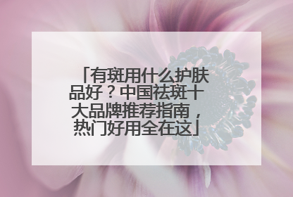 有斑用什么护肤品好？中国祛斑十大品牌推荐指南，热门好用全在这
