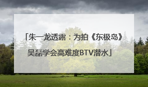 朱一龙透露：为拍《东极岛》吴磊学会高难度BTV潜水