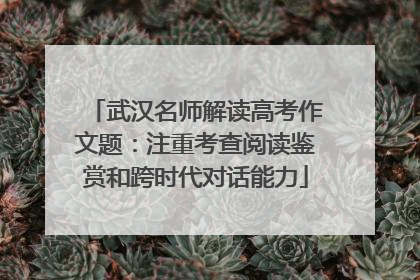 武汉名师解读高考作文题：注重考查阅读鉴赏和跨时代对话能力