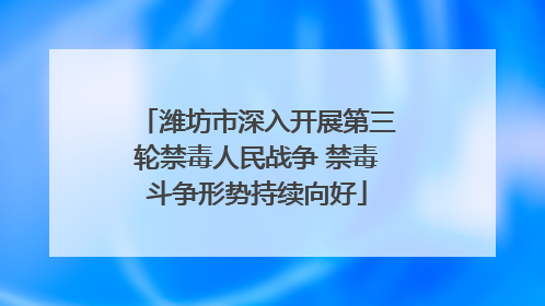 潍坊市深入开展第三轮禁毒人民战争 禁毒斗争形势持续向好