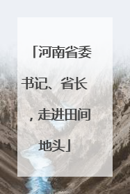河南省委书记、省长，走进田间地头