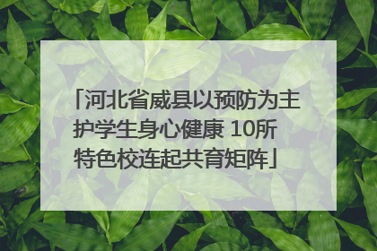 河北省威县以预防为主护学生身心健康 10所特色校连起共育矩阵