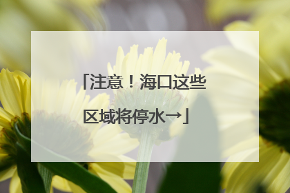注意！海口这些区域将停水→