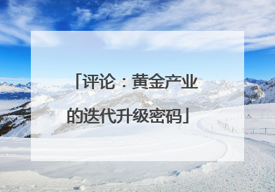 评论：黄金产业的迭代升级密码