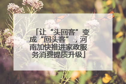 让“头回客”变成“回头客”，河南加快推进家政服务消费提质升级
