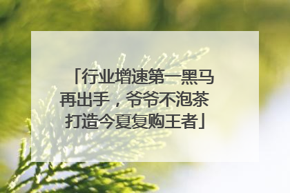 行业增速第一黑马再出手，爷爷不泡茶打造今夏复购王者