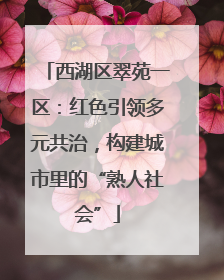 西湖区翠苑一区：红色引领多元共治，构建城市里的“熟人社会”