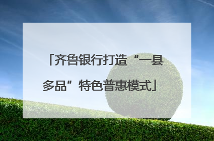 齐鲁银行打造“一县多品”特色普惠模式