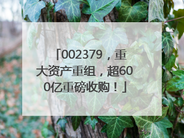 002379，重大资产重组，超600亿重磅收购！