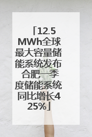 12.5MWh全球最大容量储能系统发布 合肥一季度储能系统同比增长425%