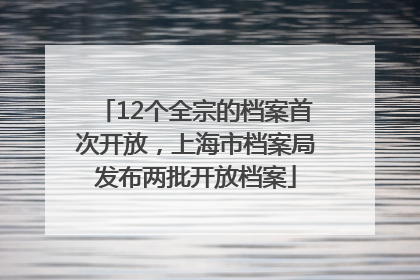 12个全宗的档案首次开放，上海市档案局发布两批开放档案