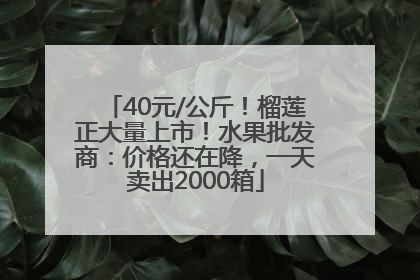40元/公斤！榴莲正大量上市！水果批发商：价格还在降，一天卖出2000箱